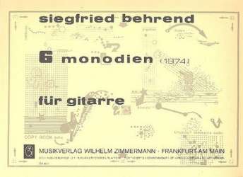6 MONODIEN : FUER GITARRE - Siegfried Behrend