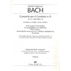 Konzert D-Dur FK41 : für Cembalo und Streicher - Wilhelm Friedemann Bach