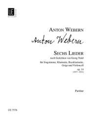6 Lieder op.14 : für hohe Singstimme, 2 Klarinetten, Violine und Cello - Anton von Webern