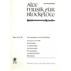 3 Sonaten : für Blockflöte und Bc - Anonymus