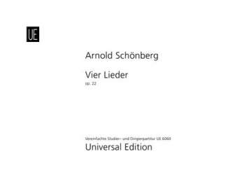 4 LIEDER OP.22 : FUER - Arnold Schönberg