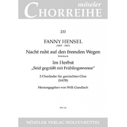 2 CHORLIEDER : FUER GEM CHOR - Fanny Cecile Mendelssohn (Hensel)