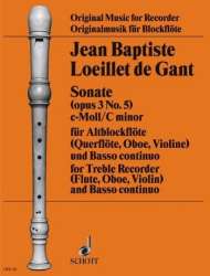 Sonate Nr. 5 c-Moll : für Altblockflöte und Klavier - Jean Baptiste Loeillet de Gant