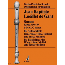 Sonate Nr. 5 c-Moll : für Altblockflöte und Klavier - Jean Baptiste Loeillet de Gant
