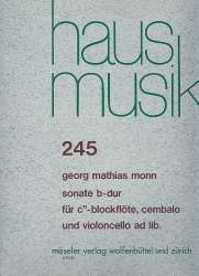 Sonate B-Dur : für C-Blockflöte (Flöte/Violine) - Matthias Georg Monn / Arr. Ekkehard Carbow