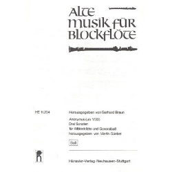 3 Sonaten : für Altblockflöte und Bc - Anonymus