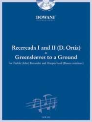 "Recercada" 1 in g-moll und 2 in G-Dur und "Greensleeves to a Ground" für Altblockflöte und Cembalo - Diego Ortiz