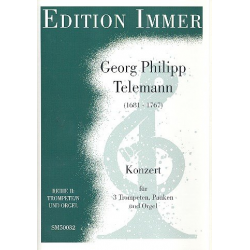 Konzert : für 3 Trompeten, Pauken, Streicher - Georg Philipp Telemann