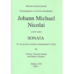 Sonata Nr.36 : für Violine, Viola da gamba  und Bc  Partitur und Stimmen - Johann Michael Nicolai / Arr. Simon Steinkühler