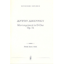 Quintett D-Dur op.51 : für Klavier, 2 Violinen, - Anton Stepanowitsch Arensky