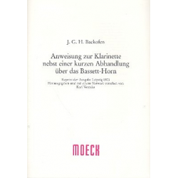 Anweisung zur Klarinette nebst einer - Johann Georg Heinrich Backofen