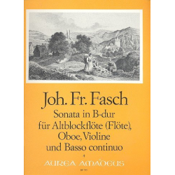 Sonate B-Dur - für Altblockflöte, - Johann Friedrich Fasch