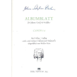 Albumblatt für Johann Gottfried Walther - - Johann Sebastian Bach