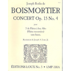 Concert op.15,4 pour 5 flutes à becs alto - Joseph Bodin de Boismortier