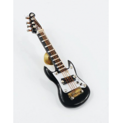 Miniatur Pin E-Gitarre schwarz 7 cm
