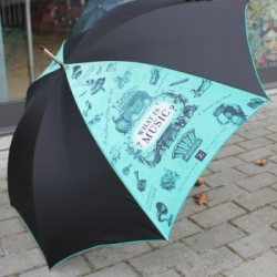 Regenschirm What is Music schwarz 110cm mit Holzgriff