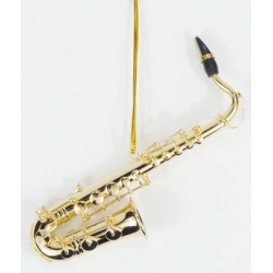 Saxophon 12,5 cm vergoldet mit Schlaufe zum Aufhängen