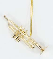 Trompete 11,4 cm vergoldet mit Schlaufe zum Aufhängen