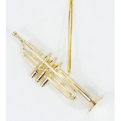 Trompete 11,4 cm vergoldet mit Schlaufe zum Aufhängen