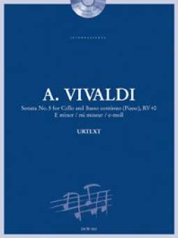 Sonate Nr. 5 für Violoncello und Basso continuo, RV 40 in e-moll (Solostimme, Klavierauszug + 1 CD)
