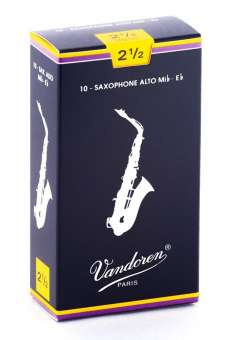 Blätter - Vandoren Classic - Alt-Saxophon (blaue Packung) - Stärke 2.5 - 10 Stück