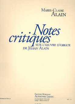 Notes critiques sur l'oeuvre d'orgue