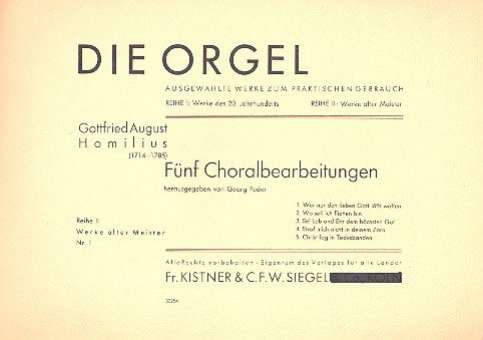 5 Choralbearbeitungen : für Orgel (pedaliter)