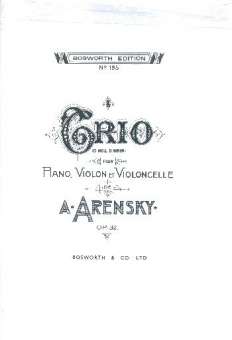 Anton Arensky- Piano Trio No.1 In D Minor Op.32 (Score/Parts)