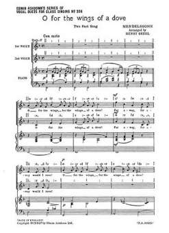 Felix Mendelssohn: O For The Wings Of A Dove (2-Part Choir)