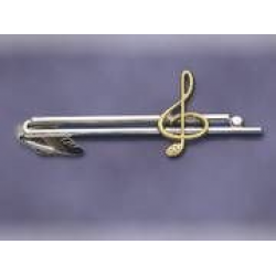 Krawattenhalter: Violinschlüssel gold auf silbernem Halter
