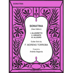 Sonatina A major : for guitar - Federico Moreno Torroba / Arr. Andrés Segovia y Torres