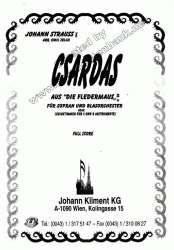Csardas (Nr. 10 aus "Der Fledermaus")  für Sopran/Blasorchester - Johann Strauß / Strauss (Sohn) / Arr. Emil Zelch