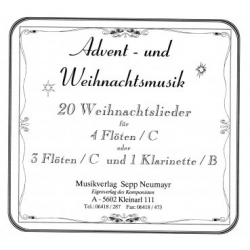 20 Advent und Weihnachtslieder für 4 Flöten / C - Traditional / Arr. Sepp Neumayr