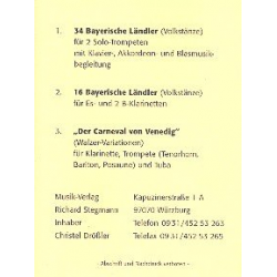 Bayerische Ländler (Solo für 2 Trp., Klar.) / Der Karneval von Venedig (Solo für Trp, Klar, Pos, Tub - Diverse / Arr. Richard Stegmann