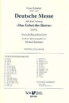 Deutsche Messe, D 872 - Partitur für Chor u. Blasorch.