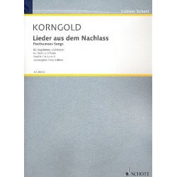 Lieder aus dem Nachlass Band 2 : - Erich Wolfgang Korngold