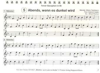 12 Martinslieder - Stimme 1 + 3 in B - Tenor-Saxophon -Alfred Pfortner