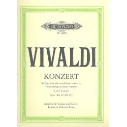 Konzert für Violine, Streicher und Basso continuo op. 3 Nr. 12 RV 265 (aus "L'estro armonico", Ausgabe für Violine und K - Antonio Vivaldi
