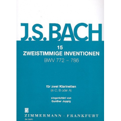 15 Zweistimmige Inventionen : fuer - Johann Sebastian Bach / Arr. Gunther Joppig