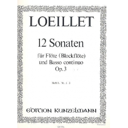 12 Sonaten op.3 Band 1 (Nr.1-3) : - Jean Baptiste (John of London) Loeillet