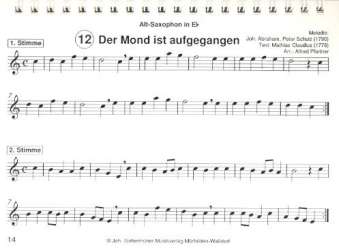 12 Martinslieder - Stimme 1 + 2 in Eb - Alt-Saxophon - Alfred Pfortner