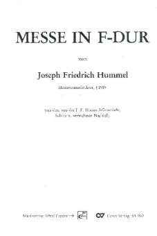 Hummel, Joseph Friedrich : Messe in F-Dur