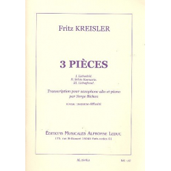 3 Pièces pour saxophone alto et piano - Fritz Kreisler / Arr. Serge Bichon