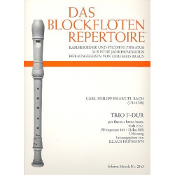 Trio F-Dur  Wq164 : für Bassflöte, Viola und Bc - Carl Philipp Emanuel Bach