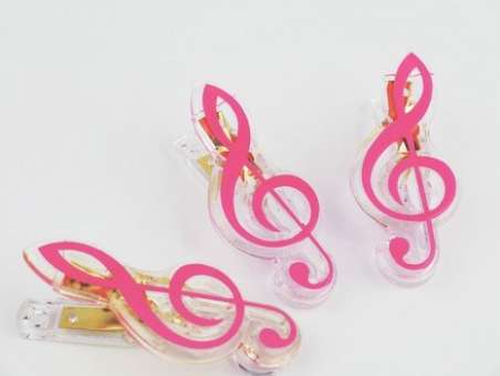 Klammer Violinschlüssel rosa 7cm