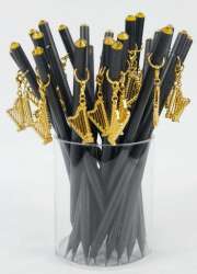 Bleistift mit Anhänger Harfe golden/Kristall