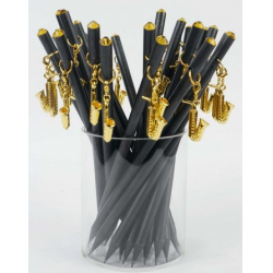 Bleistift mit Anhänger Saxophon golden/Kristall