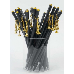 Bleistift mit Anhänger Trompete golden/Kristall