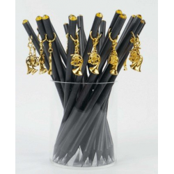 Bleistift mit Anhänger Horn golden/Kristall